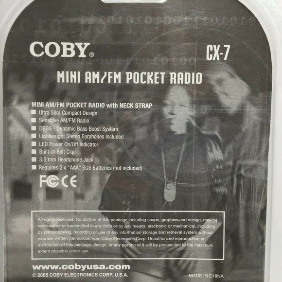 Coby Dynamic Bass Boost System Red CX-7 AM/FM Radio Mini Pocket Radio Earbuds - Picture 5 of 5